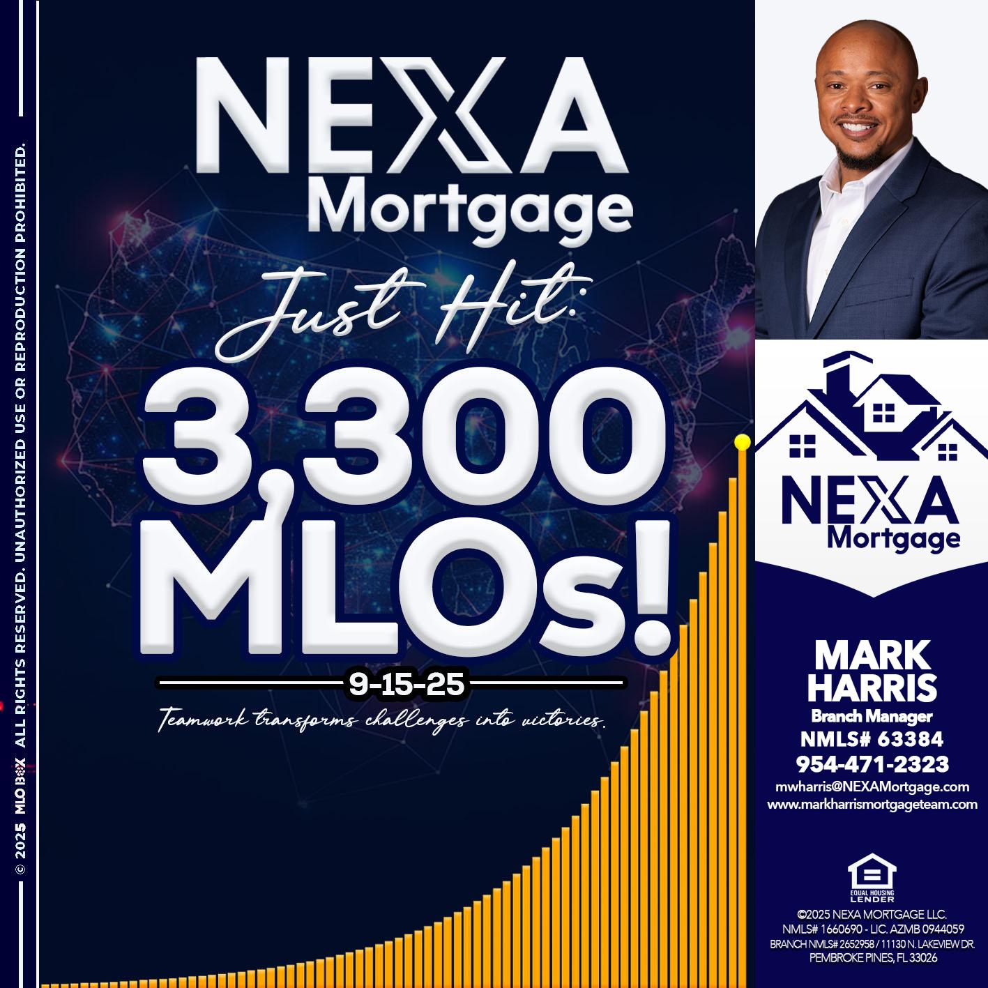 NEXA JUST HIT 3300 MLOS - Mark Harris -Loan Officer